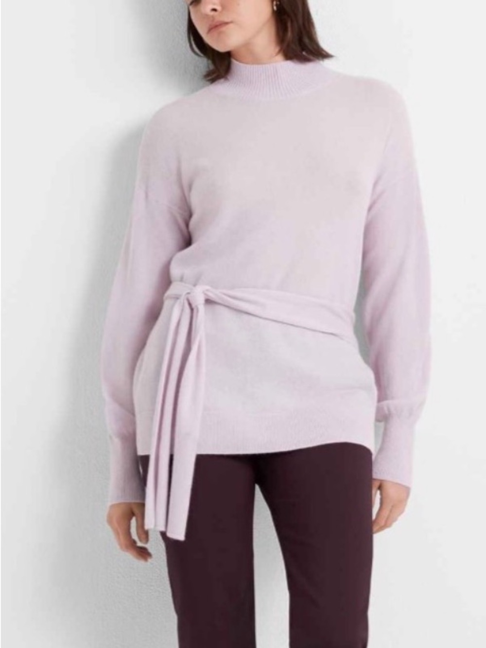 Club Monaco 100% Cashmere Belted Mock Neck Sweater S Ralph Lauren Era
